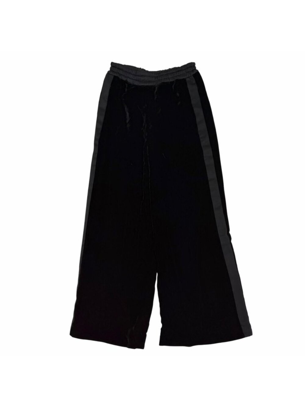 Chanel Silk Hybrid CC Logo Side Line Velour Pants Black 36